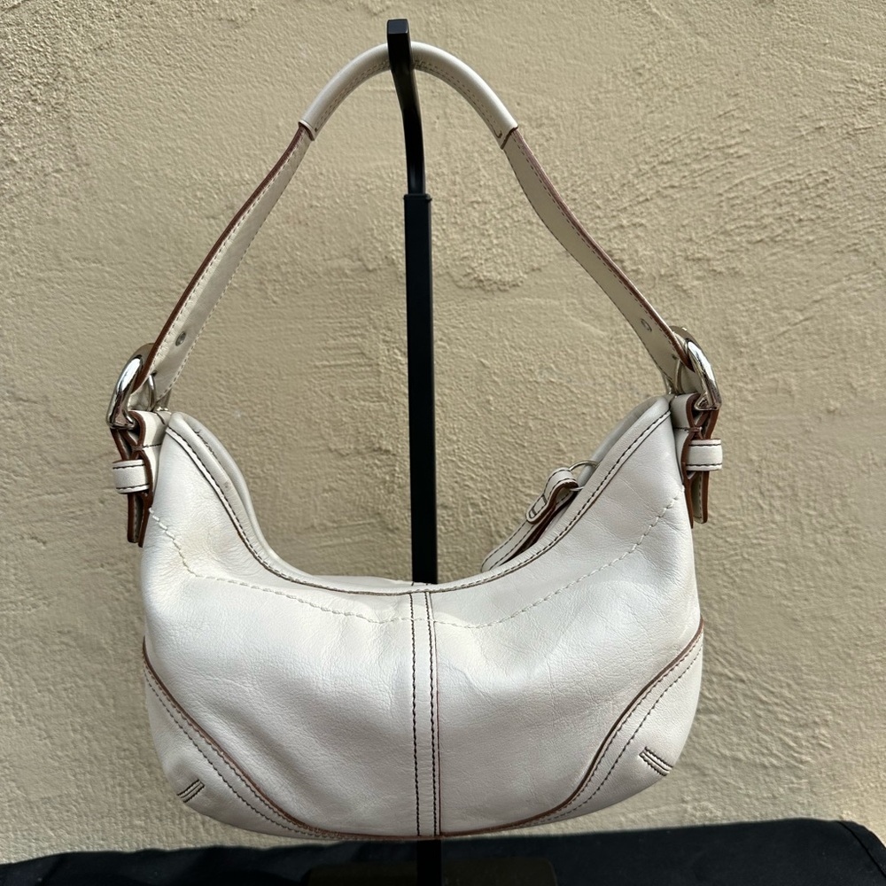🤍Y2K Coach Small SoHo Hobo Bone Leather Shoulder Bag 9541🤍